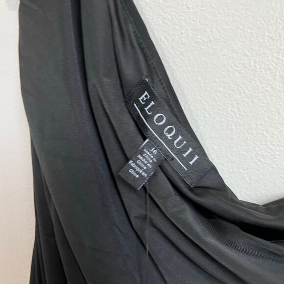 Eloquii Women's Plus Size Ruched One Shoulder Little Black Dress Size 18 - Picture 9 of 10